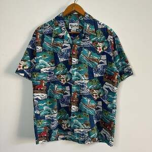 Vintage 80s Howie Hawaii Aloha Camp Shirt Tropical Cotton Made USA Medium